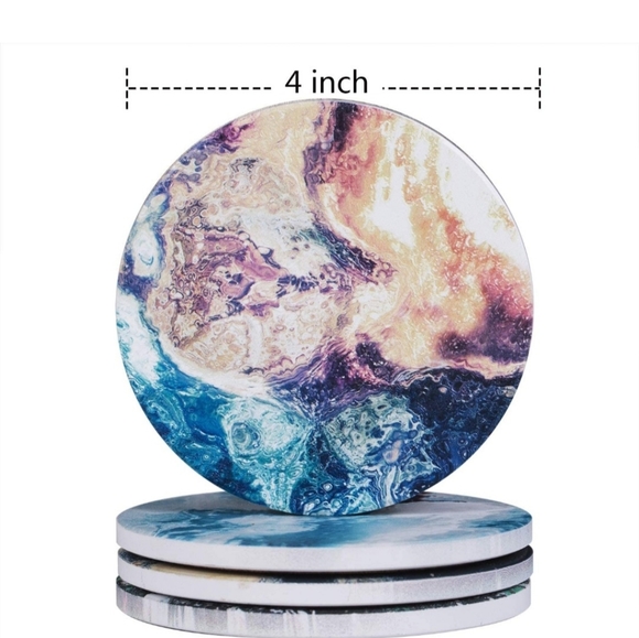 New Set of 6 Ceramic Coasters with Holder - Picture 2 of 5